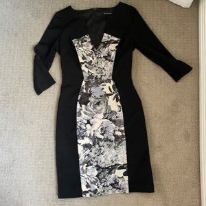 Black Halo long sleeve dress with floral insert